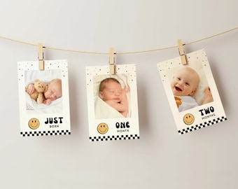 One Happy Dude Birthday Photo bunting | One Happy Year Milestone banner | Monthly Photo display | 4x6 and 5x7 inch