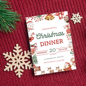 Digital Christmas Party Invitation template, Printable Christmas party invite, Editable Holiday party invitation, downloadable.
