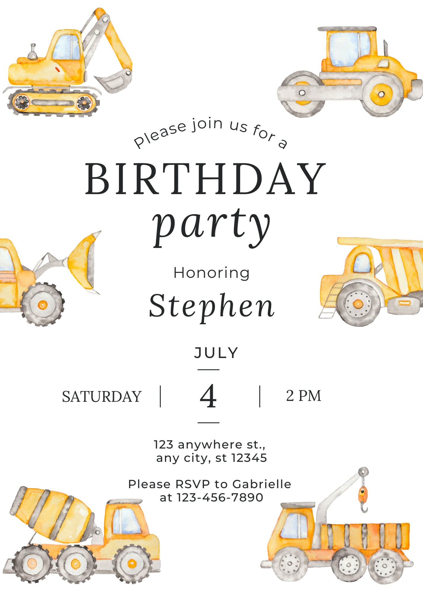 Construction Birthday Party Invitation Boys Editable Birthday - Etsy