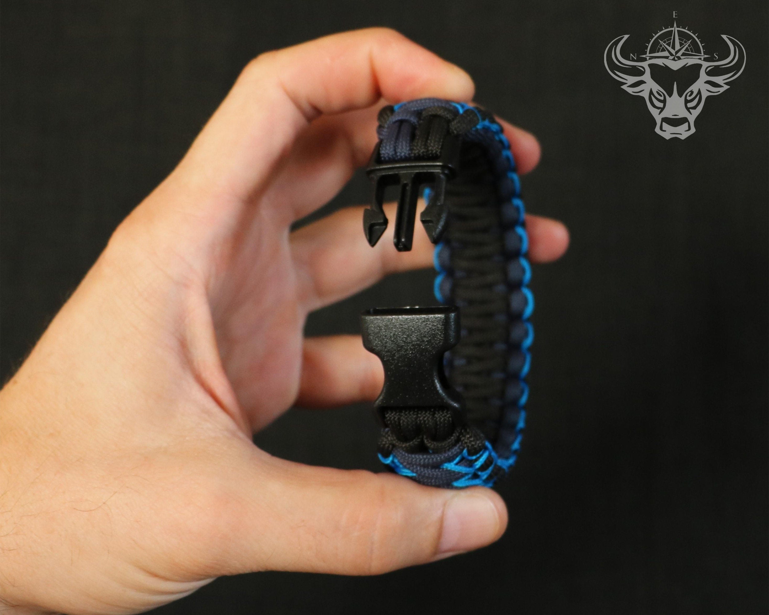 Portachiavi Police Thin Blue Line - Paracord 550 King Cobra - Fatto A Mano Negli USA - Foto 3