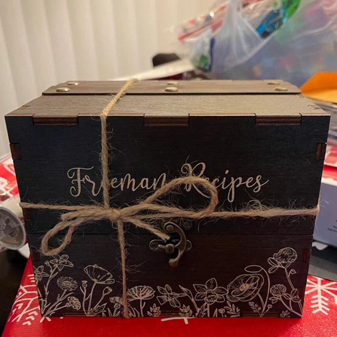 Personalized Wooden Recipe Box Custom Wooden Recipe Box Etsy