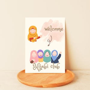 Welkom bij de Hijabi Club-gepersonaliseerde hijabkaart – Leuke digitale wenskaart voor hijabimeisjes – digitale download