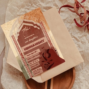 Henna Celebration-wenskaart – بطاقة تهنئة لاحتفال ليلة الحناء – Digitale download – Uniek ontwerp