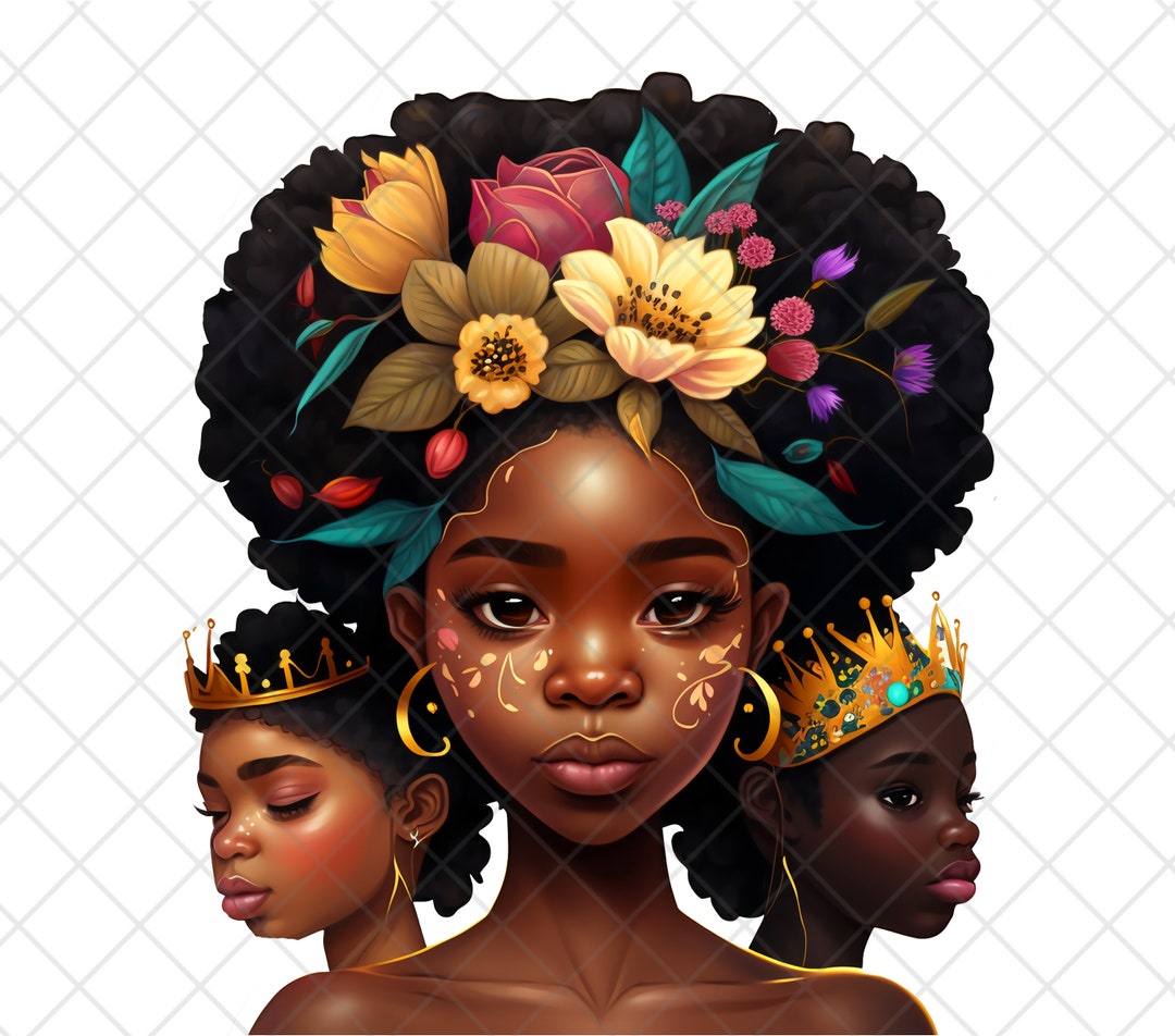 Queen Beautiful Black Girl Magic Melanin Black Woman PNG Afro Fashion ...