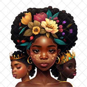 Queen Beautiful Black Girl Magic Melanin Black Woman PNG Afro Fashion girl African American clipart PNG Planner Tshirt Tumbler Sublimation