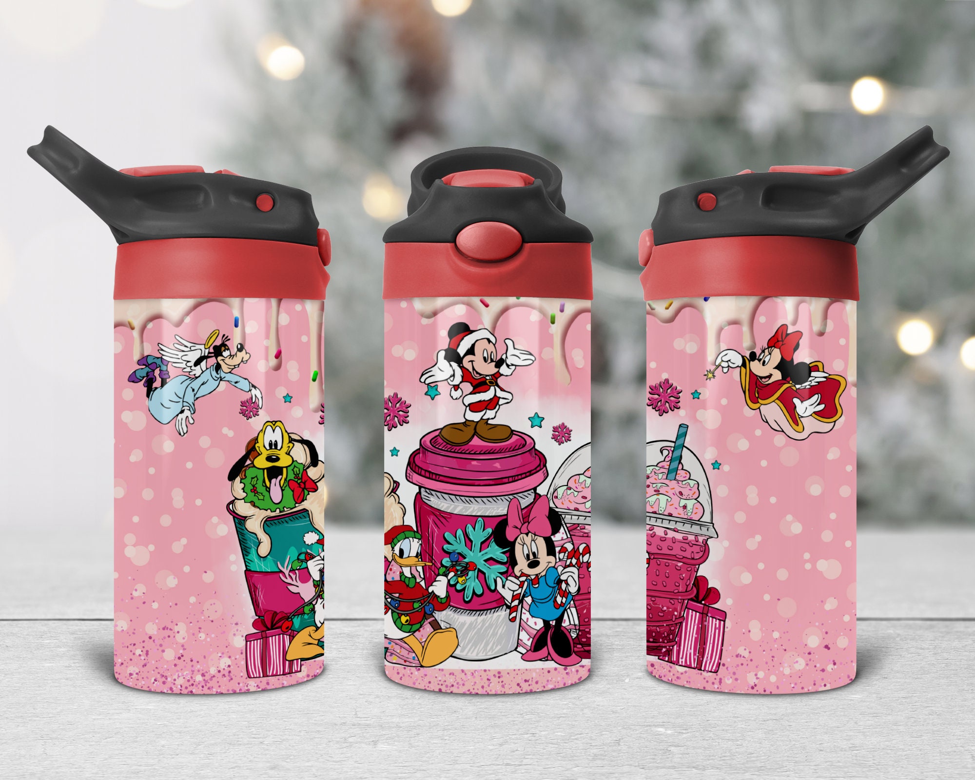 Disney Kids Water Bottles Mickey Minnie Mouse Cartoon Cups with