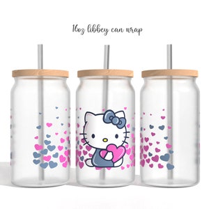 Cartoon Valentines Glasdose Sublimation PNG, Valentines Liebe Cartoon 16 Unze Libbey Glasdose Wrap Design Png Design, Glasdose Vorlage