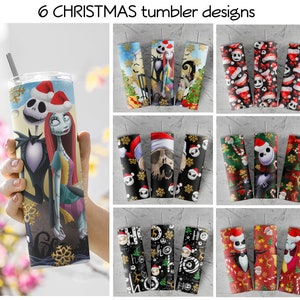 6 Nightmare Christmas Print Tumbler, Skinny Tumbler, 20 oz Skinny Tumbler Sublimation Design download, Tumbler Christmas png, Christmas gift