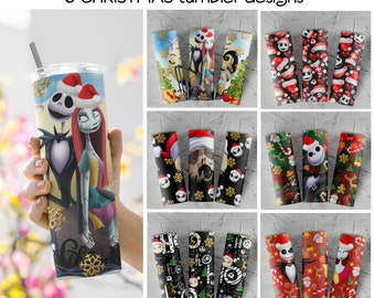 6 Alptraum Weihnachten Print Tumbler, Skinny Tumbler, 20 oz Skinny Tumbler Sublimation Design download, Tumbler Weihnachten png, Weihnachtsgeschenk