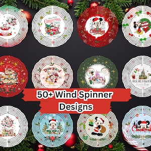 50+ Christmas Wind Spinner Sublimation Design Bundle, Wind Spinner Christmas Day WindSpinner 10 Inch Template Round Hanging Spinners