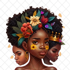 Queen Beautiful Black Girl Magic Melanin Black Woman PNG Afro Fashion girl African American clipart PNG Planner Tshirt Tumbler Sublimation