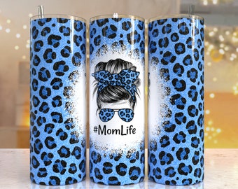 Nahtlose Leopard Glitzer Becher png, 20 oz Skinny Becher Sublimation Design, Sublimation Design Download, Mama Leben Becher Sublimation