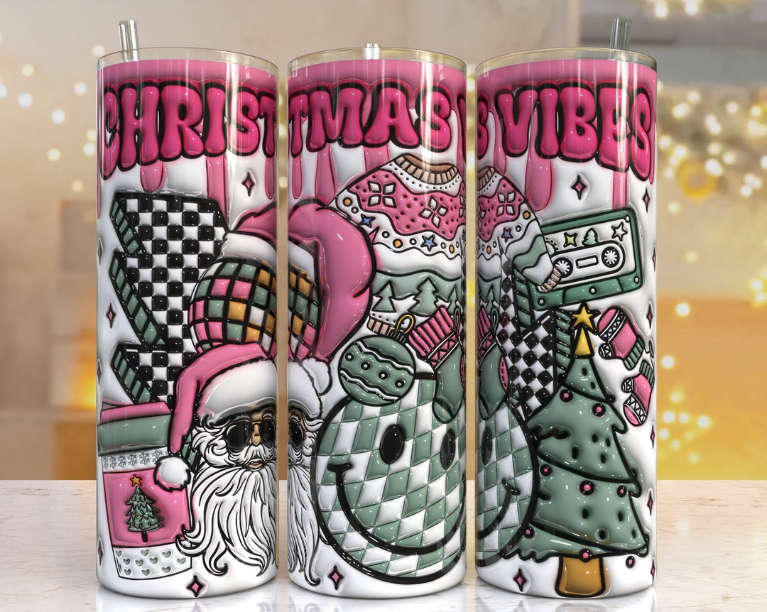 3D Puffy Christmas Vibes Inflatable Print Tumbler, Skinny Tumbler, 20 ...