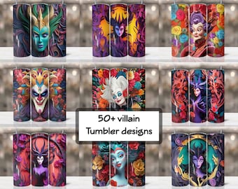 50+ Villain Cartoon Print Tumbler, Skinny Tumbler wrap, 20 oz Skinny Tumbler Sublimation Design download, Tumbler png, Christmas gift