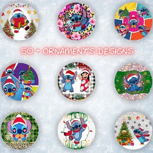 50+  Cartoon Christmas Round Ornament Bundle PNG Sublimation Template, Photo Memorial Christmas Ornament Png Designs Digital Download