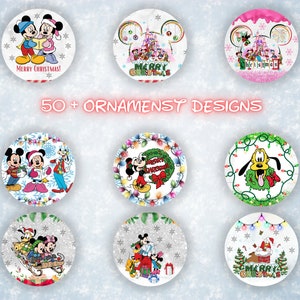 50+  Cartoon Christmas Round Ornament Bundle PNG Sublimation Template, Photo Memorial Christmas Ornament Png Designs Digital Download