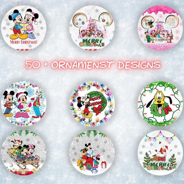 50+  Cartoon Christmas Round Ornament Bundle PNG Sublimation Template, Photo Memorial Christmas Ornament Png Designs Digital Download