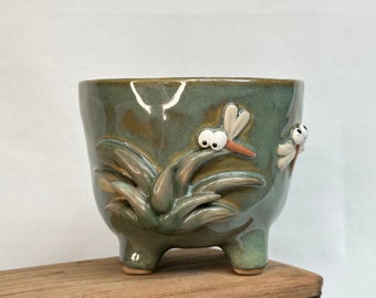 Dragonfly plant pot ceramic handmade,unique plant pot,dragonfly planter,handmade pottery, Ceramic plant pot