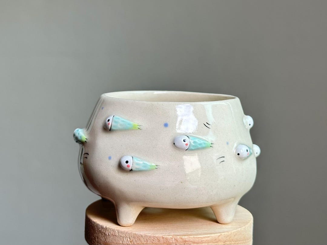 Fish Plant Pot/cute Fish Ceramic Plant Pot/fish Planter/handmade ...