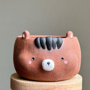 Handmade Terracotta Bear Planter, Succulent Pot