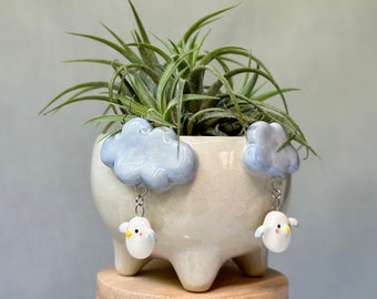 3 inch pot/Bird plant pot/Cute bird ceramic plant pot/Bird  planter/Handmade ceramic/plant pot with birds/pot for succulent/Animal planter