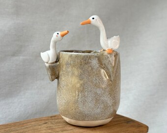 Big birds ceramic handmade plant pot,birds planter,unique plant pot,handmade pottery,birds plant pot, Ceramic plant pot