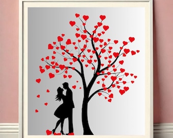 ARTE Para pared sin marco para el dia de  San Valentin, conjunto de 3 cuadros y corazones de amor románticos, de San Valentín en rosa y rojo