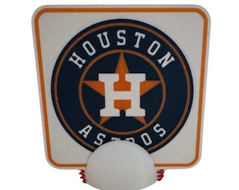 3D Printed Houston Astros Coaster Set with Baseball Holder