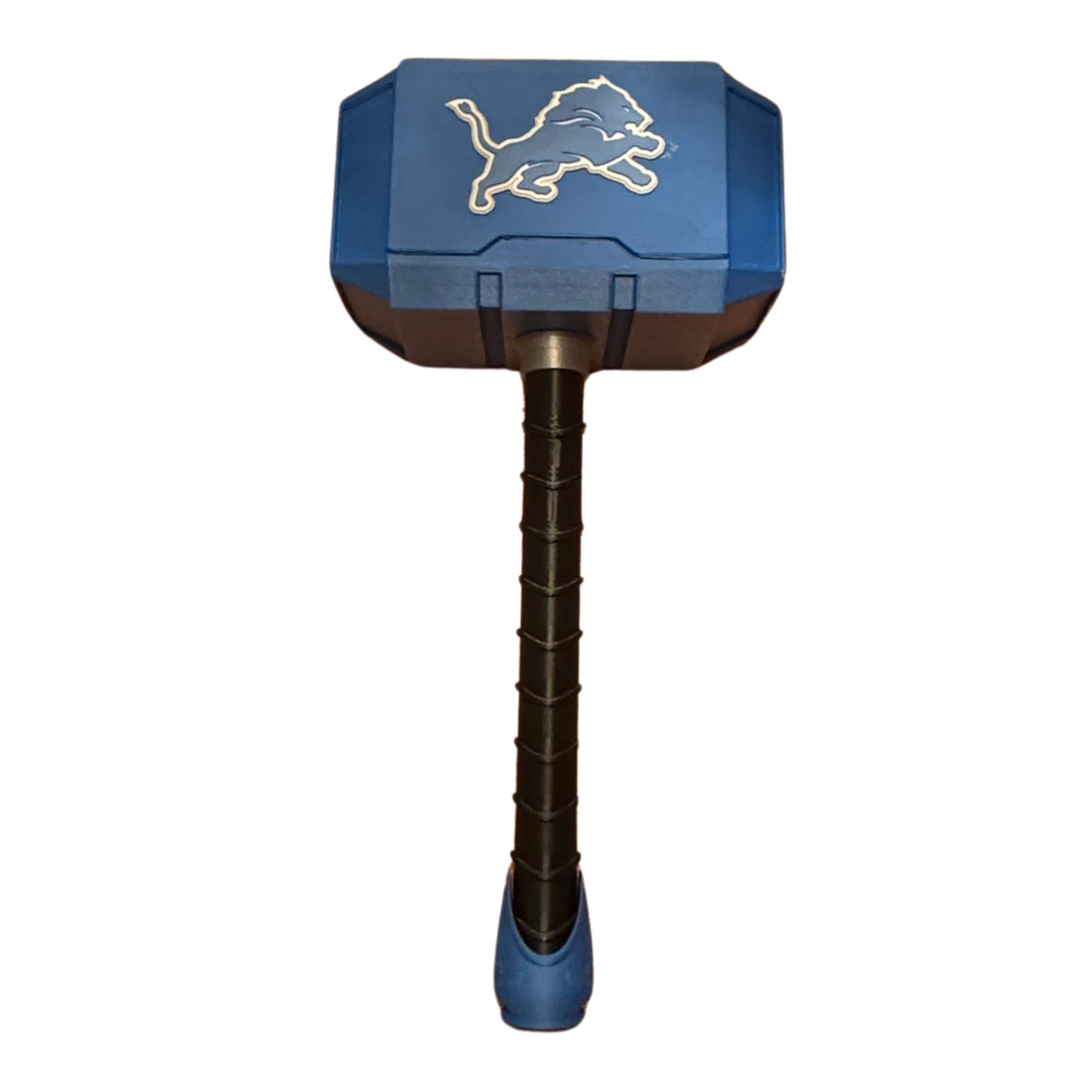 3D Printed Detroit Lions Thor Hammer with Stand: NFL Fan Gift
