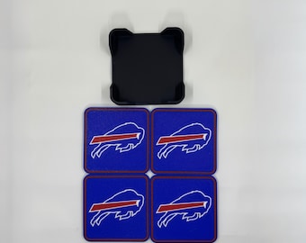 3D Printed Bills Coasters: Buffalo Fan Bar Decor, Set of 4