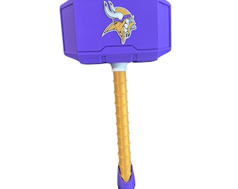 3D Printed Minnesota Vikings Thor Hammer with Display Stand