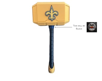 3D Printed New Orleans Saints Thor Hammer with Stand