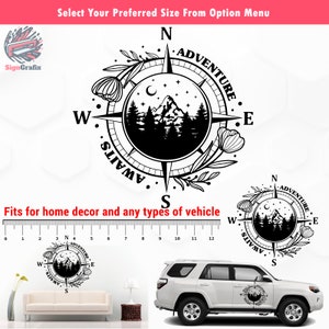 Vinylsticker bergkompas: RV Camper Offroad Car Decor