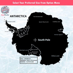 Carte de l'Antarctique, sticker carte de l'Antarctique, vinyle autocollant de l'Antarctique, sticker carte de la classe de l'Antarctique, autocollant de l'Antarctique, sticker mural carte de l'Antarctique
