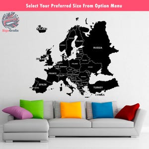 Vinylsticker Europa, sticker Europa kaart, muursticker kaart Europa, kaart Europa, vinyl sticker EU kaart, sticker Europa kaart kantoor, kaart EU, kaart van Europa