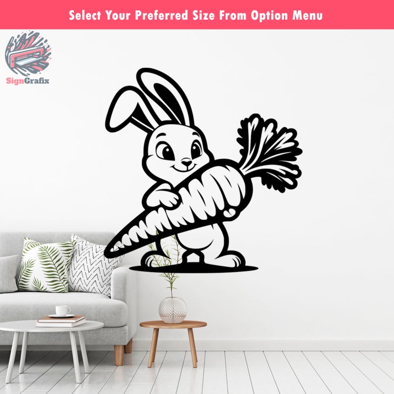 Playful Rabbit and Carrot Vinyl Decal Whimsical Design for Home Walls ...