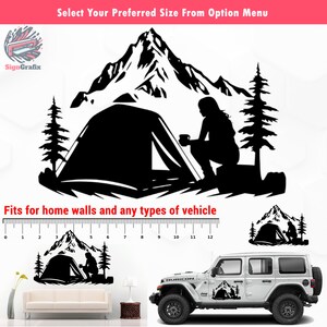 Mountain Camping Vinyl Decal: Adventure RV Camper Car Window Wall Art