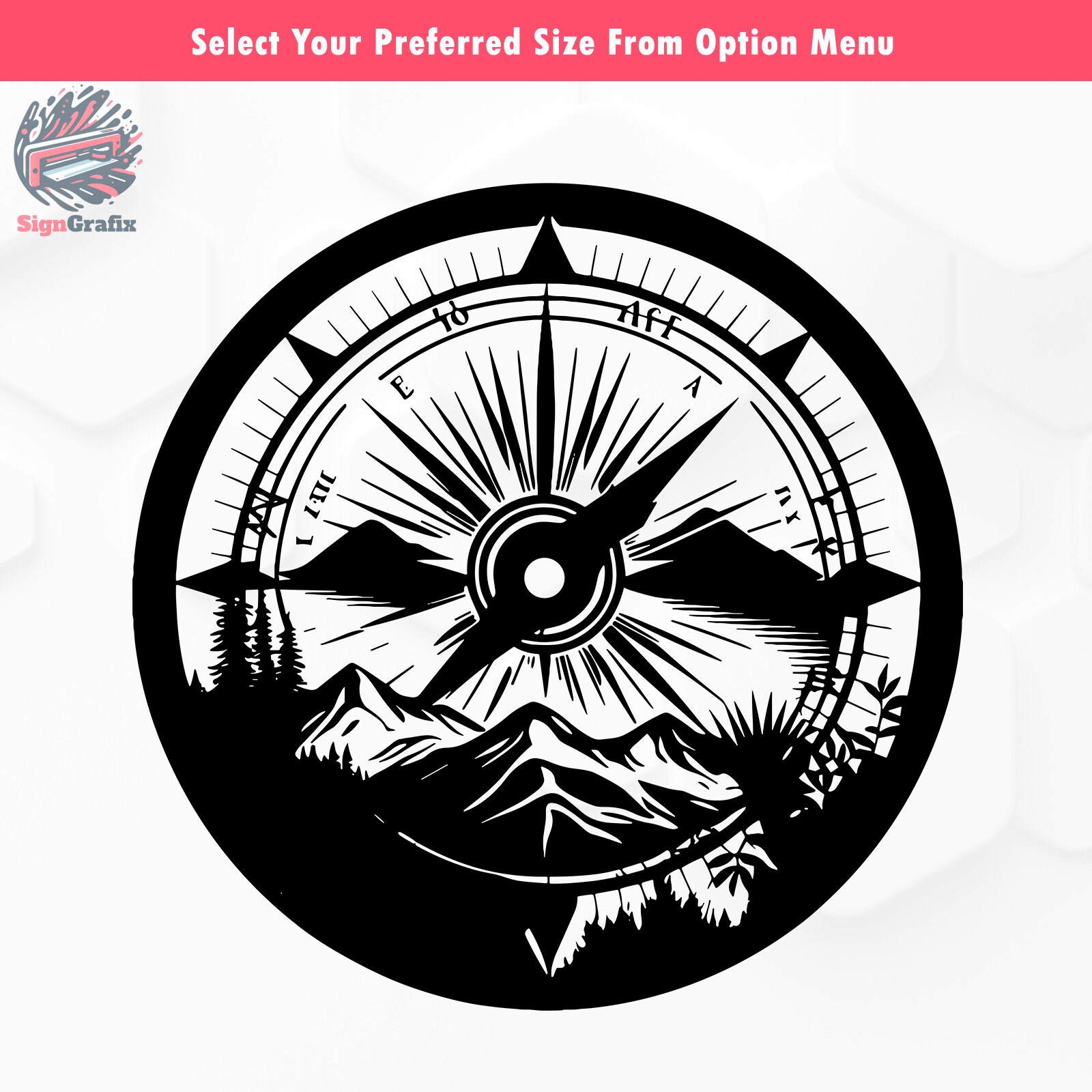 Compass Vinyl Mountain-themed Compass Vinyl Decal Suitable for Rvs, Campers, and Off ...