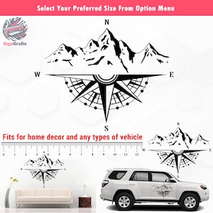 Vinylsticker bergkompas: RV Camper Offroad Car Decor