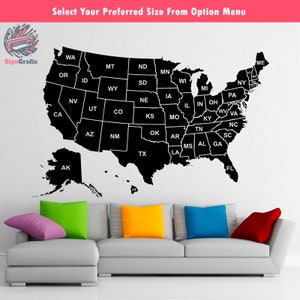 USA Map Vinyl Decal: United States Wall Decor