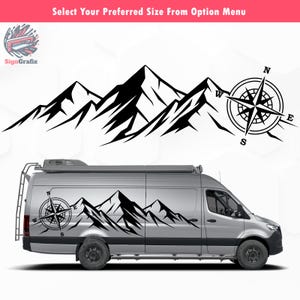 Compass Mountains Vinyl Decal: Adventure Car, RV, Camper Sticker