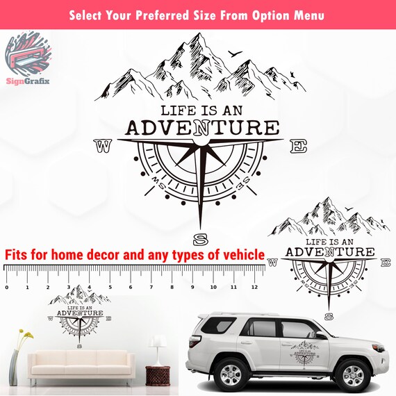 Vinyl Compass Decal Sticker - Adventure, Camping, Van Life, Car, Home Decor - UK Made