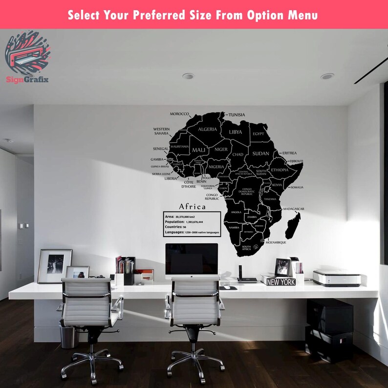 Africa Map Vinyl Decal: African Countries Sticker - Etsy