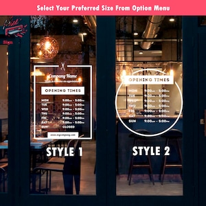 Store Hours Vinyl Decal, Storefront Business Hours, Hours of Operation Decal, Custom Store Hours Decal, Opening Hours for Your Company.
