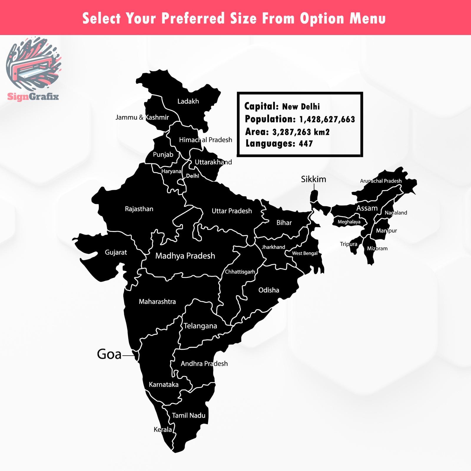 India Map, India Map Office Decal, India Map Vinyl Decal, India Map ...