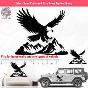 Mountain Eagle Vinyl Decal: Adventure RV Camper Car Window Wall Art