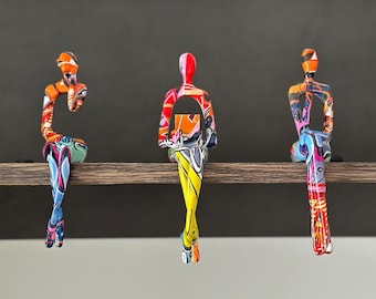 Set of 3 Abstract Thinker Sculptures – Modern Resin Art for Home, Office & Shelf Decor, Unique Gift Idea