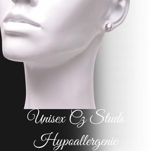Unisex Hypoallergenic CZ Studs - Clear Cubic Zirconia Stud Earrings- Christmas Gift