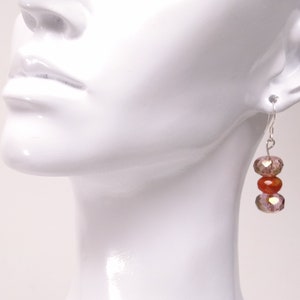 925 Sterling Silver Earrings- Orange Glass Beaded Earrings- Sterling Silver and Glass Earrings- Handmade Earrings- Gifts