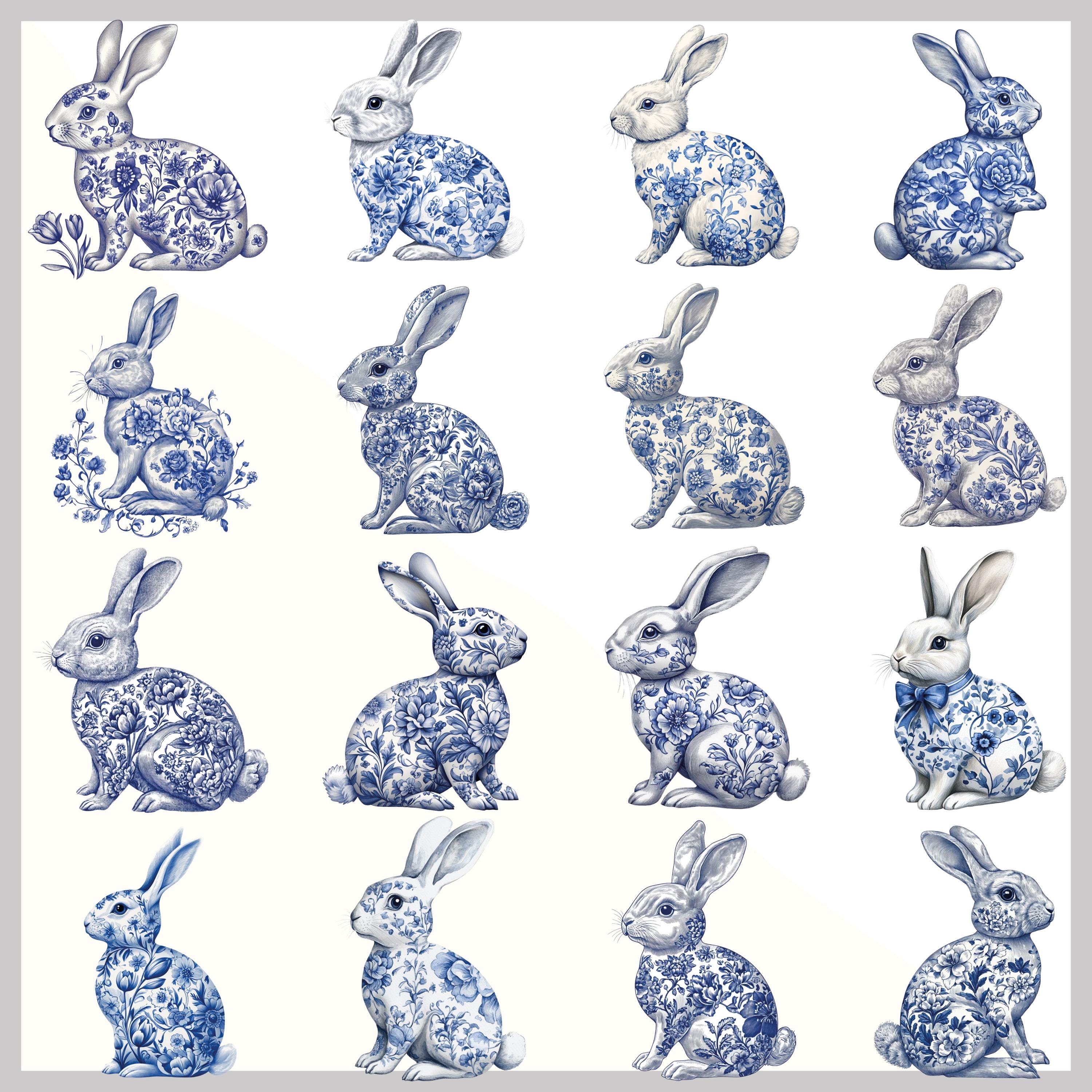 Delft Blue Easter Clipart Bundle, Vintage Dutch PNG (digital Download ...